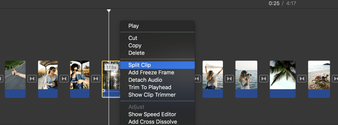 how to split clips on imovie mac