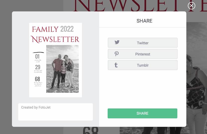 Fotojet has a few different sharing options!